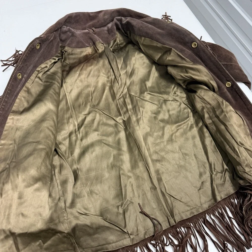 Unbranded Fringe Suede Jacket Mens Medium Brown Fair Vintage Western Cowboy